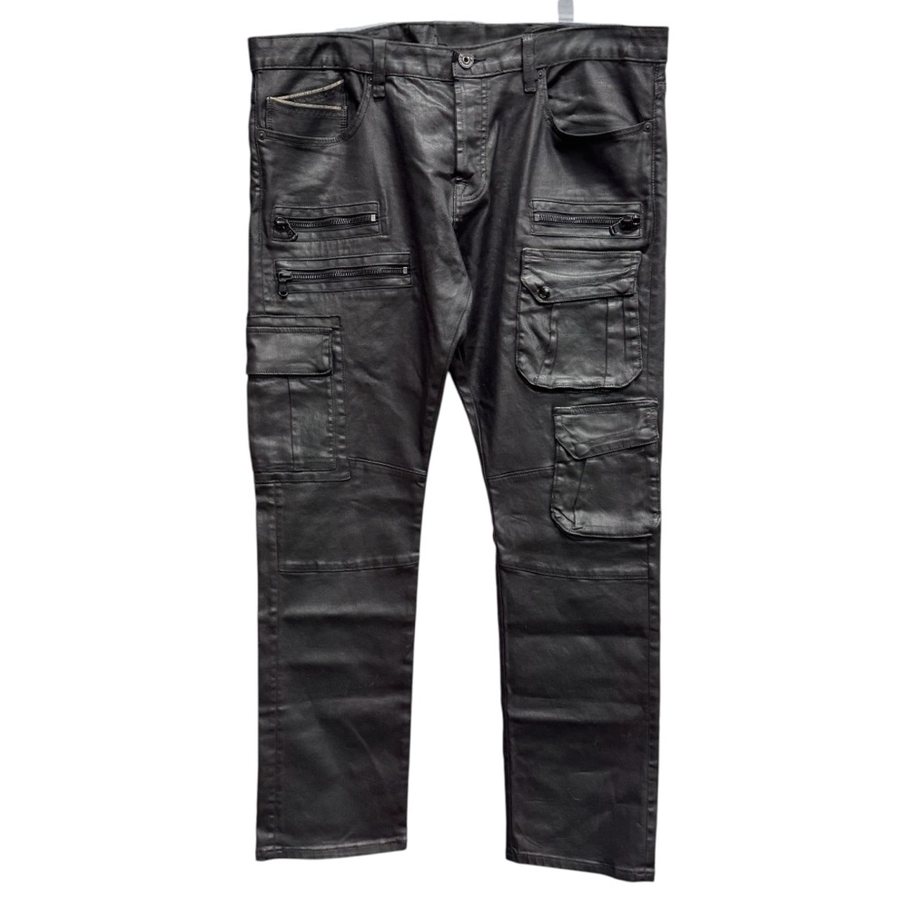 Cult Of Individuality Greaser Cargo Jeans Mens 40x34 Black Button Fly Biker Punk